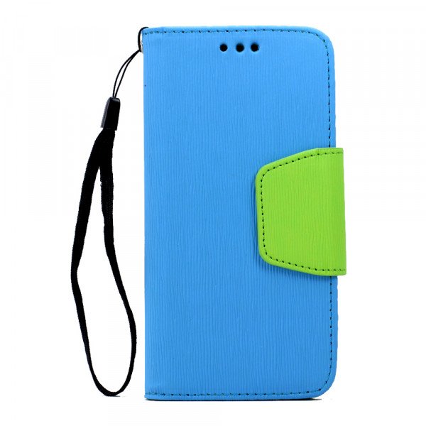 Wholesale LG G5 Color Flip Leather Wallet Case with Strap (Blue Green)